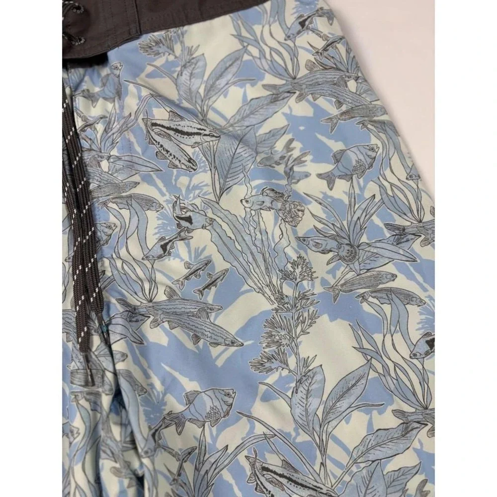Ocean + Coast Mens Blue‎ Fish Print Board Shorts Swim Trunks Medium